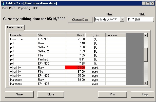 Process Control Data Entry